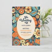 70er Floral Wedding Einladung (Stehend Vorderseite)