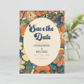 70er Floral Wedding Save The Date (Stehend Vorderseite)