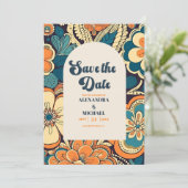 70er Floral Wedding Save The Date (Stehend Vorderseite)