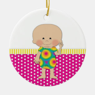 70er Friedens Hippie Baby Keramik Ornament