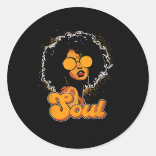 70er Funk Afro Frauen Soul Retro Vintage Stil Schw Runder Aufkleber