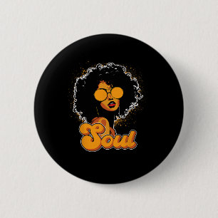 70er Funk Afro Women Soul Retro Vintag Style Black Button