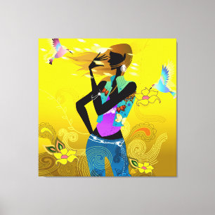 70er Girl Wrapped Canvas Leinwanddruck