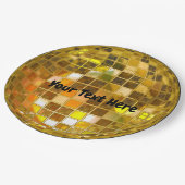 70er Gold Disco Ball 9" Pappteller (Schrägansicht)