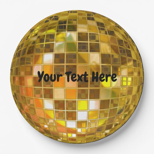 70er Gold Disco Ball 9" Pappteller (Vorderseite)