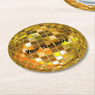 70er Gold Disco Ball Runder Pappuntersetzer