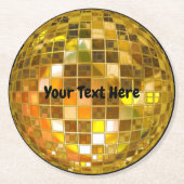 70er Gold Disco Ball Runder Pappuntersetzer (Vorderseite)
