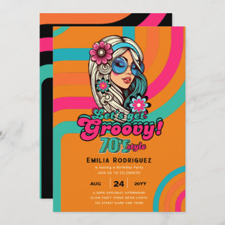 70er Groovy Boogie Retro Disco Geburtstagsparty Einladung