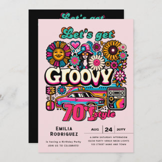 70er Groovy Boogie Retro Disco Geburtstagsparty Einladung