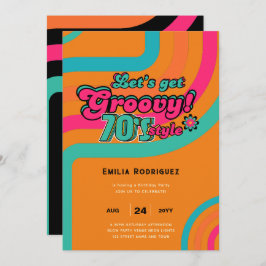70er Groovy Boogie Retro Disco Geburtstagsparty Einladung