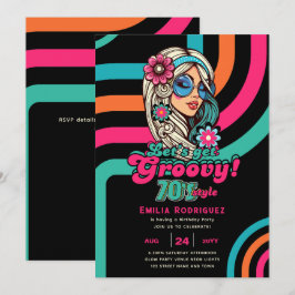 70er Groovy Boogie Retro Disco Geburtstagsparty Einladung