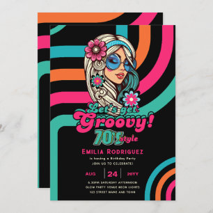 70er Groovy Boogie Retro Disco Geburtstagsparty Einladung
