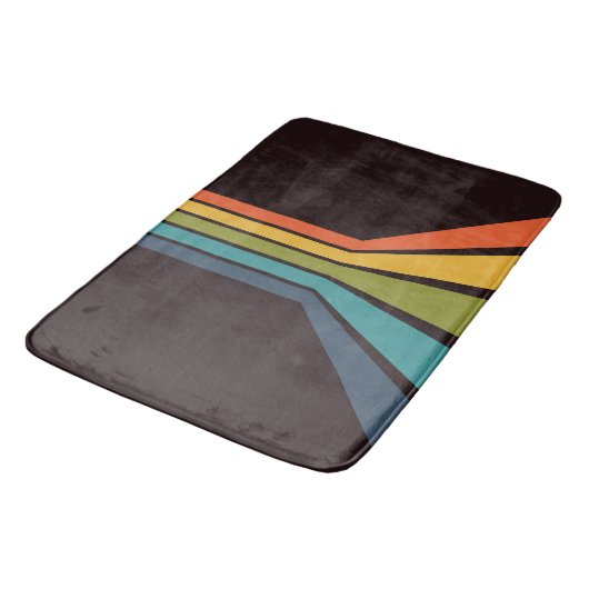 70er Groovy Retro Farbiges Muster Badematte (Schrägansicht)