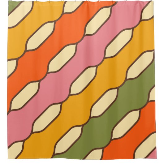 70er Groovy Retro Farbiges Muster Duschvorhang (Vorderseite)