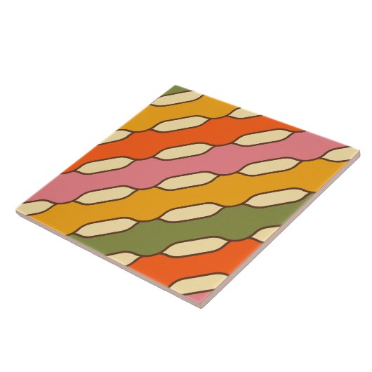 70er Groovy Retro Farbiges Muster Fliese (Seite)