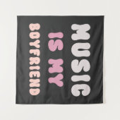 70er Groovy Typografie - Musik ist mein Freund Wandteppich (Vorderseite (Horizontal))