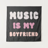 70er Groovy Typografie - Musik ist mein Freund Wandteppich (Vorderseite)