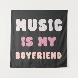 70er Groovy Typografie - Musik ist mein Freund Wandteppich