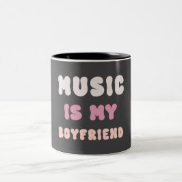 70er Groovy Typografie - Musik ist mein Freund Zweifarbige Tasse