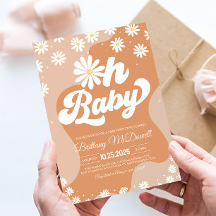 70er Hippie Boho Retro Groovy Babyparty Einladung