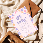 70er Hippie Floral Gingham Baby Einladung zur Dusc