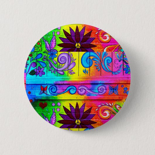 70er Hippie-Psychedelic-Knopf Button (Vorderseite)