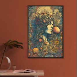 70er Hippie Woman AI Art | Psychedelic Retro Poster