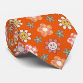 70er Hippy Blume Muster Retro Krawatte (Gerollt)