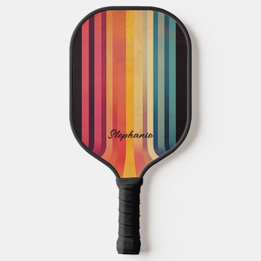 70er Inspiriert Abstrakte Streifen Pickleball Schläger (Rückseite)