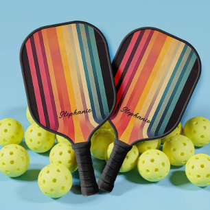 70er Inspiriert Abstrakte Streifen Pickleball Schläger