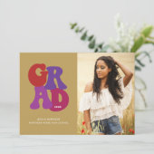 70er-Inspiriert Graduate Foto Graduation Party Einladung (Stehend Vorderseite)