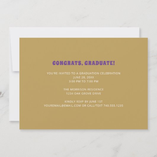 70er-Inspiriert Graduate Foto Graduation Party Einladung (Rückseite)