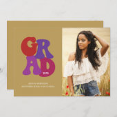 70er-Inspiriert Graduate Foto Graduation Party Einladung (Vorne/Hinten)