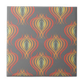 70er Inspiriert Ogee Muster Orange Red Gray Fliese (Vorderseite)