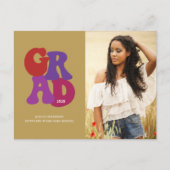 70er Inspiriert Retro Graduate Foto Abschluss Postkarte (Vorderseite)