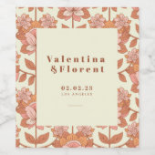 70er Inspiriert Retro-Hochzeit Weinetikett (Einzelnes Label)