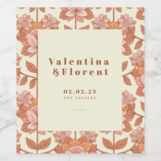 70er Inspiriert Retro-Hochzeit Weinetikett (Einzelnes Label)