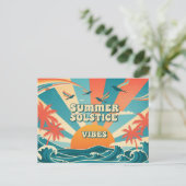 70er inspiriert Retro Sommersolstice Postkarte (Stehend Vorderseite)