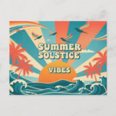 70er inspiriert Retro Sommersolstice Postkarte (Vorderseite)