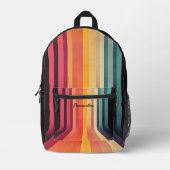 70er Inspiriert Retro Streifen Individuelle Name Bedruckter Rucksack (Vorderseite)