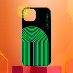 70er Inspirierte Linie Art - Grüner Regenbogenboge iPhone 16 Hülle<br><div class="desc">Ein robustes Design mit gestreiften Mustern und runden Formen in grün und schwarz. Ein kühnes,  aber minimales Design mit einem optionalen Bereich zum Hinzufügen von Text.</div>