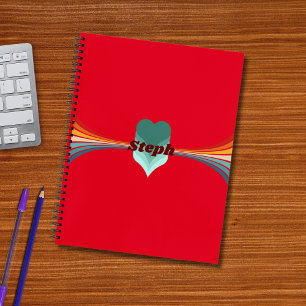 70er inspirierte Retro-Regenbogenstreifen Rot Notizblock