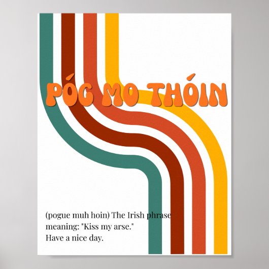 70er inspiriertes irisches Póg mo thóin Poster (Vorne)