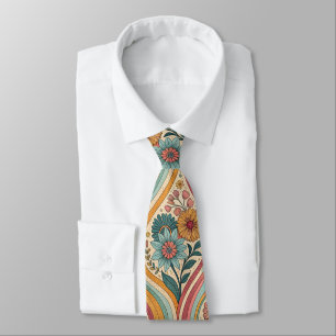 70er Jahre Braune Floral-Schlips – Elegante Mode Krawatte