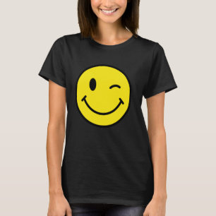 70er Jahre Gelbes Smiley Gesicht Zwinkernd Glückli T-Shirt