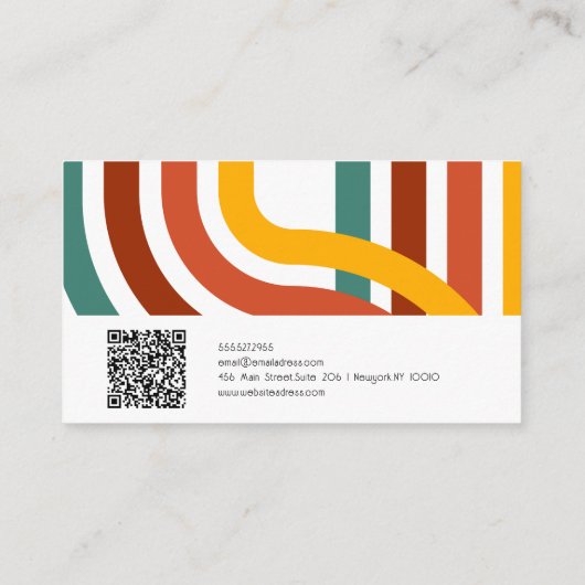 70er Jahre Groovy Element mit QR Business Card Visitenkarte (Rückseite)