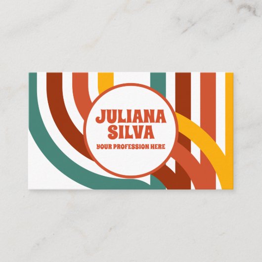 70er Jahre Groovy Element mit QR Business Card Visitenkarte (Vorderseite)