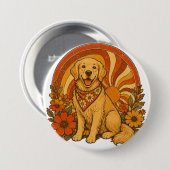 70er Jahre Groovy Golden Retriever Button (Vorne & Hinten)