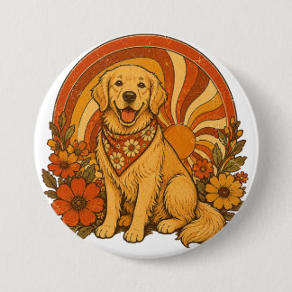 70er Jahre Groovy Golden Retriever Button