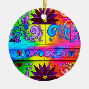 70er Jahre groovy Hippie-Schmuck Keramikornament